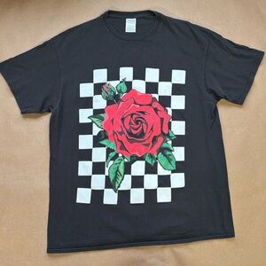 Rose print T-shirt, Y2K era, 100% cotton, used good condition